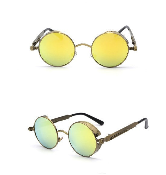 Coating Mirrored Sunglasses Round Circle
